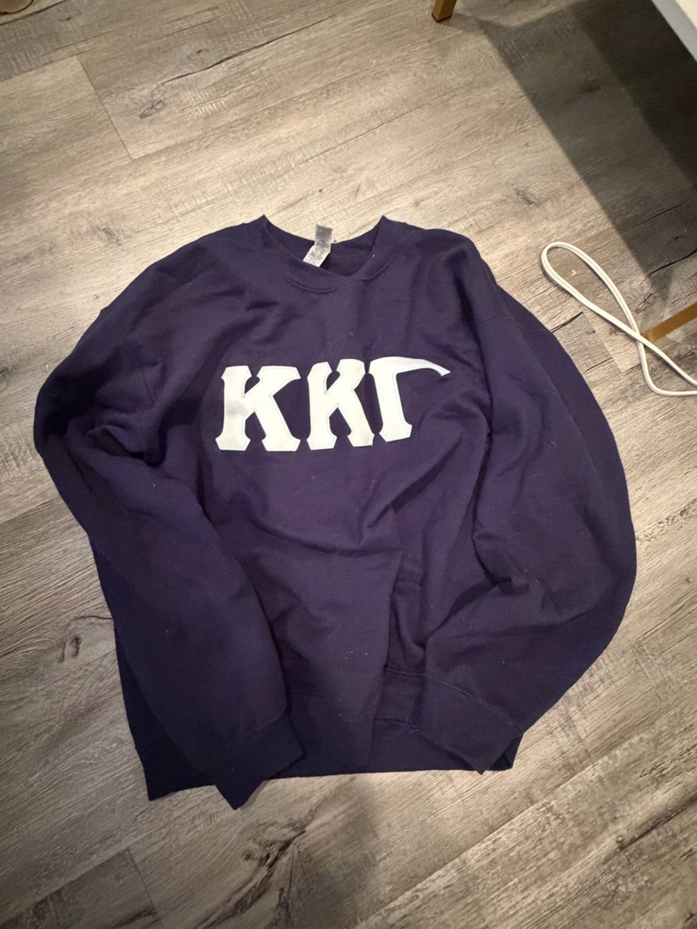 KKG Navy Crewneck Sweatshirt with White Tag Detail